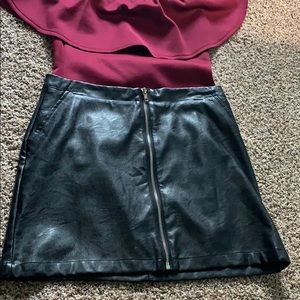 Black faux leather mini skirt